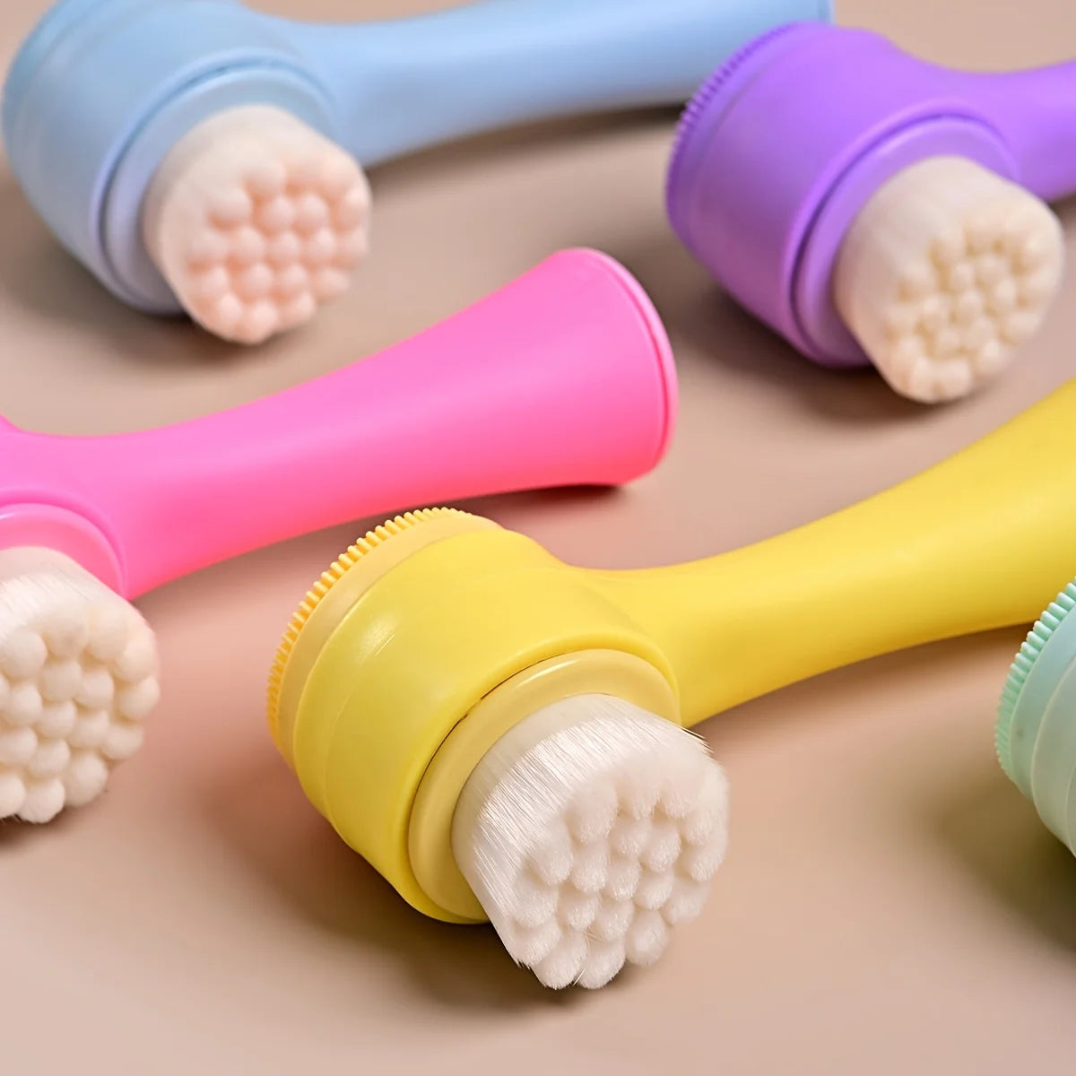 Dual-Sided & Soft Bristle Facial Cleansing Brush - Deep Pore Exfoliating Face Scrubber for Skincare, Face Wash, Double Side