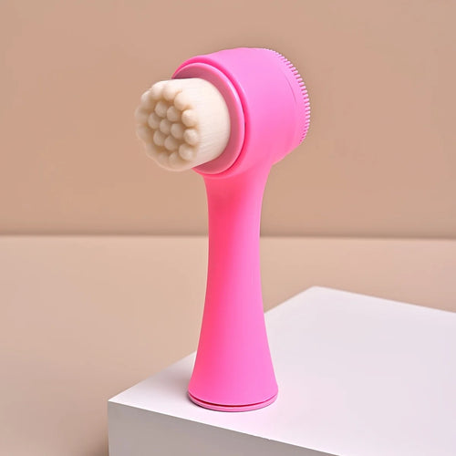 Dual-Sided & Soft Bristle Facial Cleansing Brush - Deep Pore Exfoliating Face Scrubber for Skincare, Face Wash, Double Side